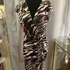 Banana Republic Brown and Black Patterned Midi Dress